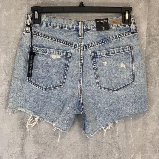 BLANKNYC Blue Distressed Frayed Hem High-Rise Jean Shorts SZ 28