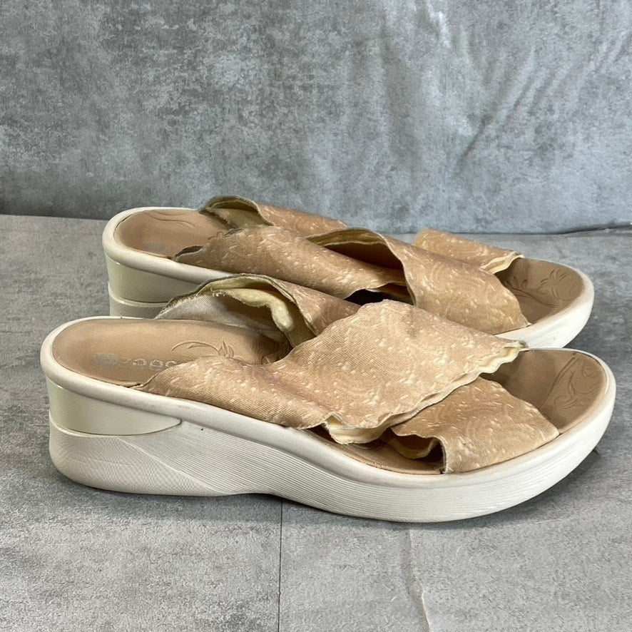 BZEES Women's Almond Sahara Washable Fabric Wedge Slide Sandals SZ 7