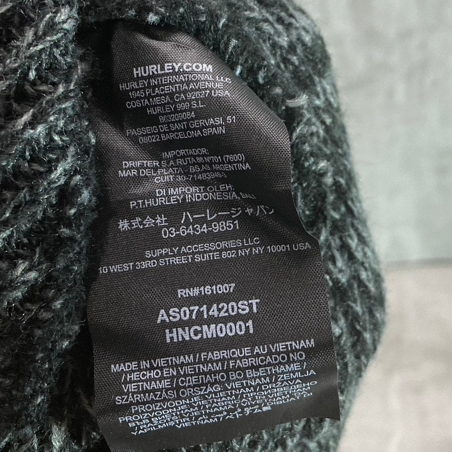 HURLEY Men's Black-Gray Mixed Yarn Knit Max Cuff 2.0 Beanie SZ OS