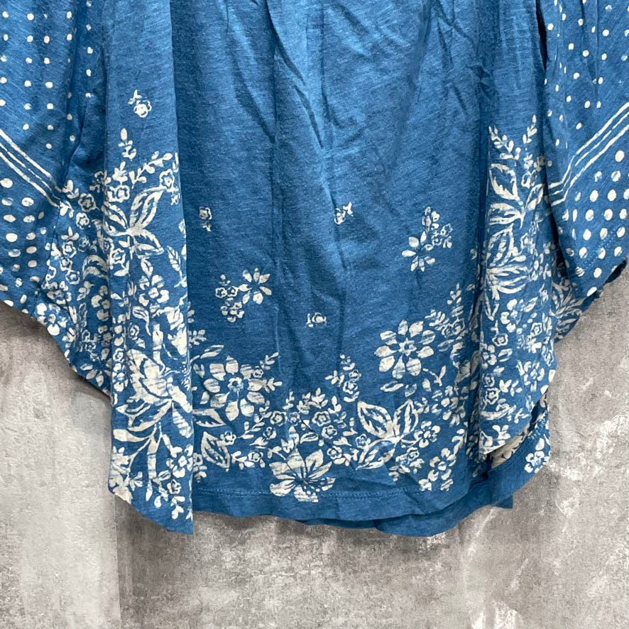 AMERICAN EAGLE Blue Printed Flutter Sleeve Top SZ XS