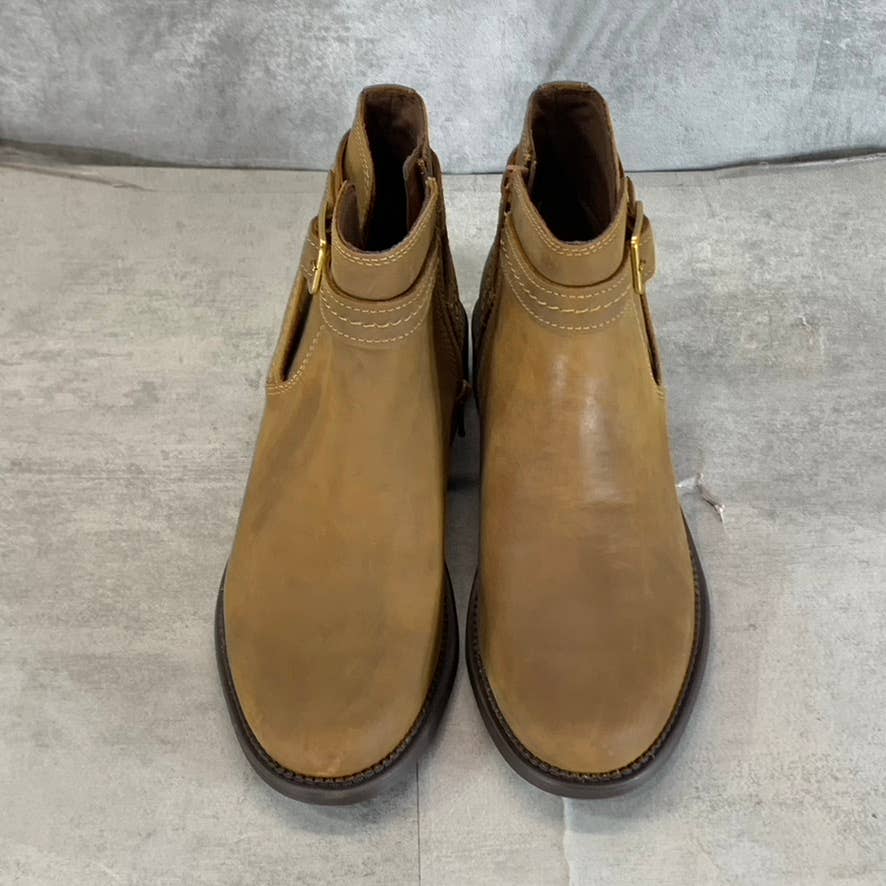 CLARKS Collection Women's Dark Tan Leather Maye Strap Ankle Boots SZ 8.5