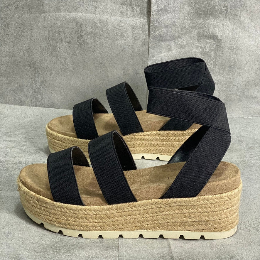 ESPRIT Black Allison Slip-On Elastic Flatform Open-Toe Sandals SZ 8