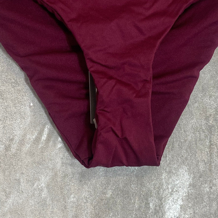 MOSSIMO Burgundy Sea Side Embroidered Moderate Coverage Bikini Bottom SZ S