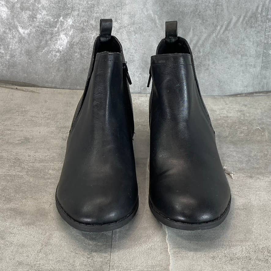 SUN+STONE Women's Black Cadee Memory Foam Slip-On Block Heel Ankle Booties SZ8.5