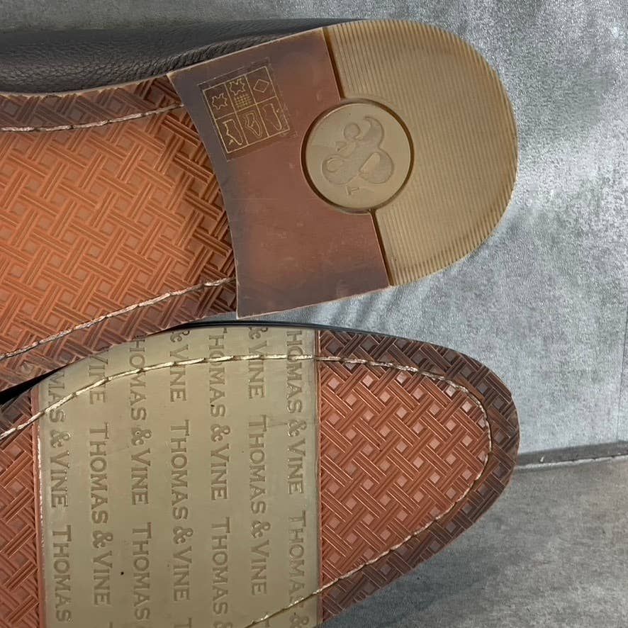 THOMAS & VINE Men's Black Leather Clayton Lace-Up Derby Shoes SZ 12