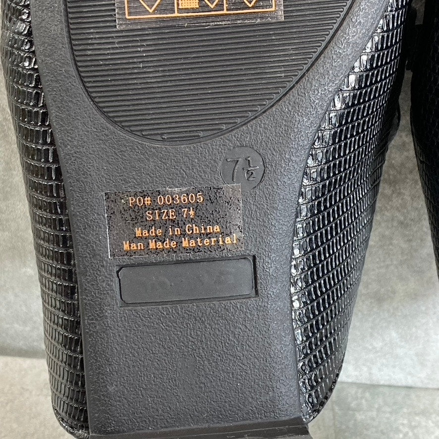 JOURNEE COLLECTION Women's Black Lizard Embossed Hazina Square-Toe Slip-On Mules