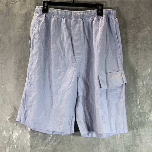 SEAN JOHN Men's Blue Elastic Waistband Linen Pull-On Shorts SZ 2XL