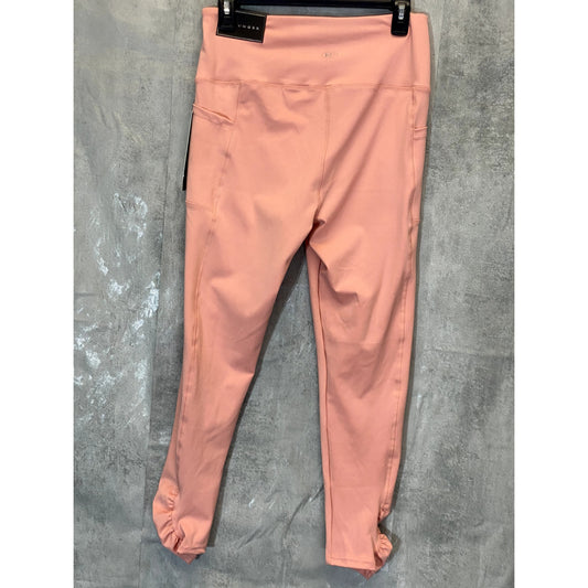 KAY UNGER Women's Peach Ruched Cuff High-Waist Media Pocket Pull-On Athletic Legging SZ L