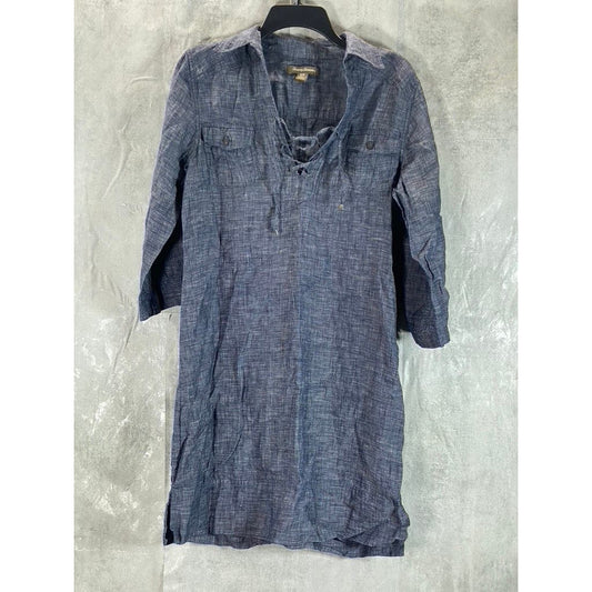 TOMMY BAHAMA Women's Denim Lace-Up Elbow Sleeve Mini Shirt Dress SZ S