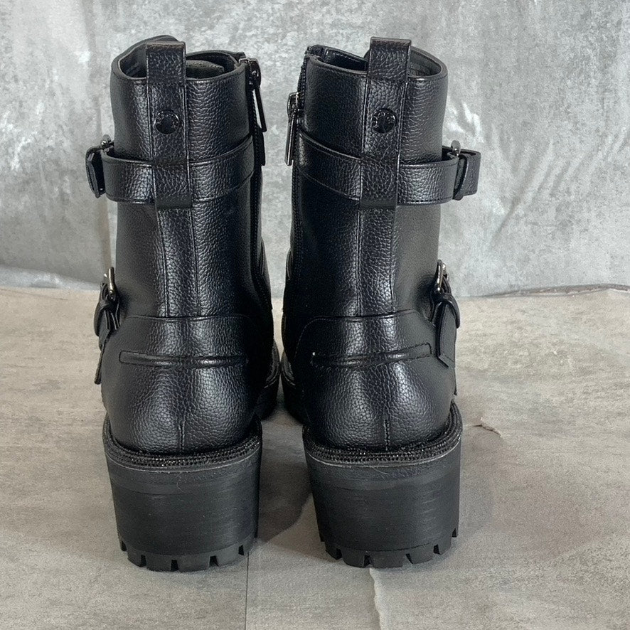 KENNETH COLE REACTION Women's Black Tate Biker Jewel Lug-Sole Boots SZ 8.5