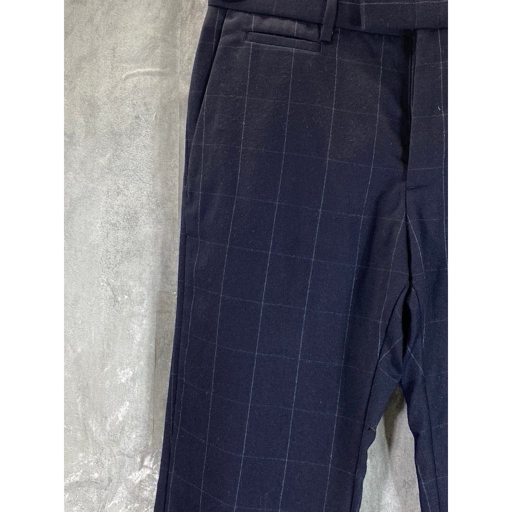 BANANA REPUBLIC Men's Navy Windowpane Tailored Slim-Fit Dress Pants SZ 30X32