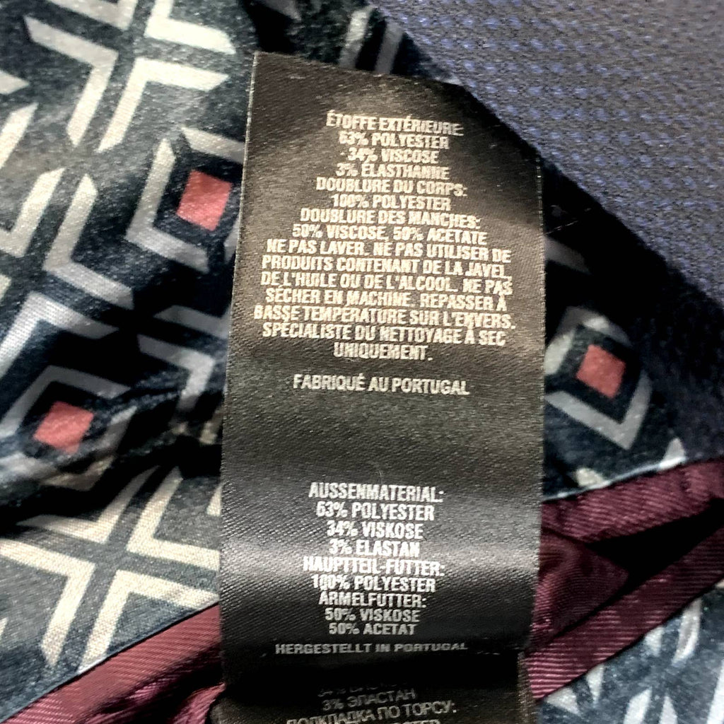 TED BAKER Men's Navy Hemsby Slim-Fit Textured Two-Button Suit Jacket SZ 3(US38)