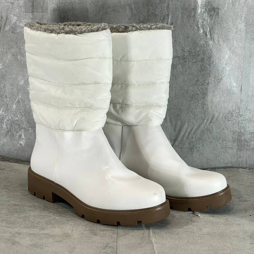 JOURNEE COLLECTION Women's White Nadine Cold-Weather Puffer Pull-On Boots SZ 10