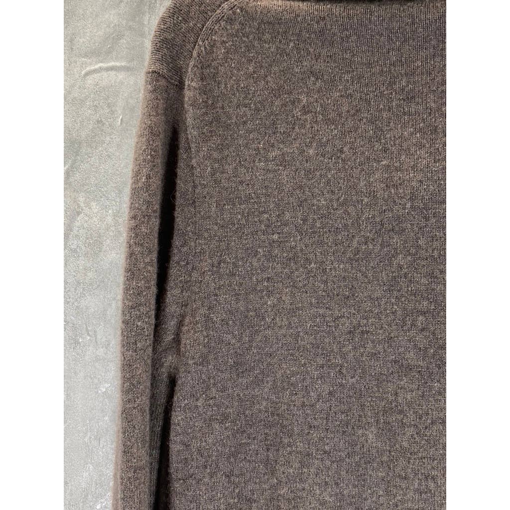 J.CREW Men's Brown Lambswool Shawl-Collar Pullover Sweater SZ M