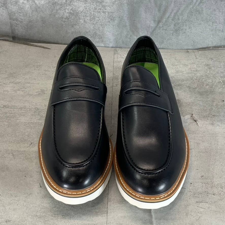 VANCE CO. Men's Black Faux-Leather Albert Slip-On Penny Loafers SZ 9