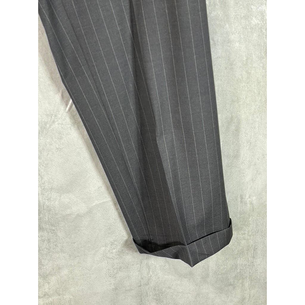 GIORGIO ARMANI Men's Charcoal Pinstripe Flat-Front Pants SZ 54(US 38R)