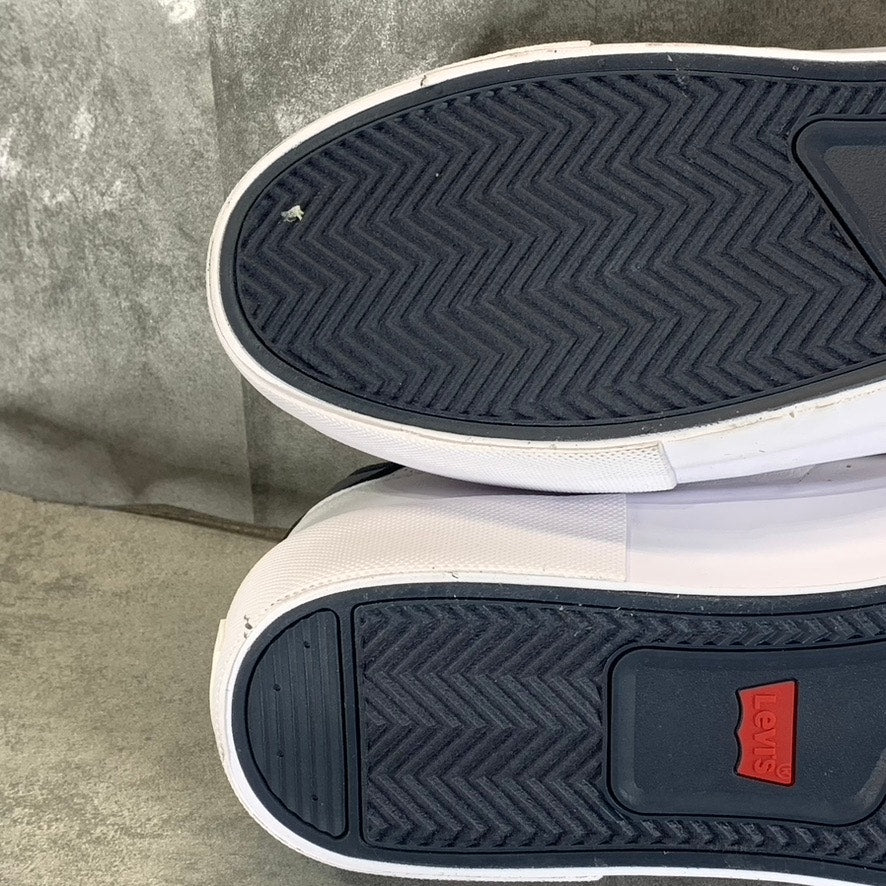 LEVI'S Men's White/Navy Munro NM Faux-Leather Retro Low-Top Lace-Up Sneaker SZ10