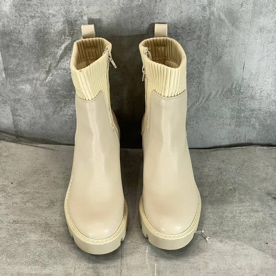 BAR III Women's Smooth Versuz Sock Lug-Sole Block-Heel Side-Zip Boots SZ 9