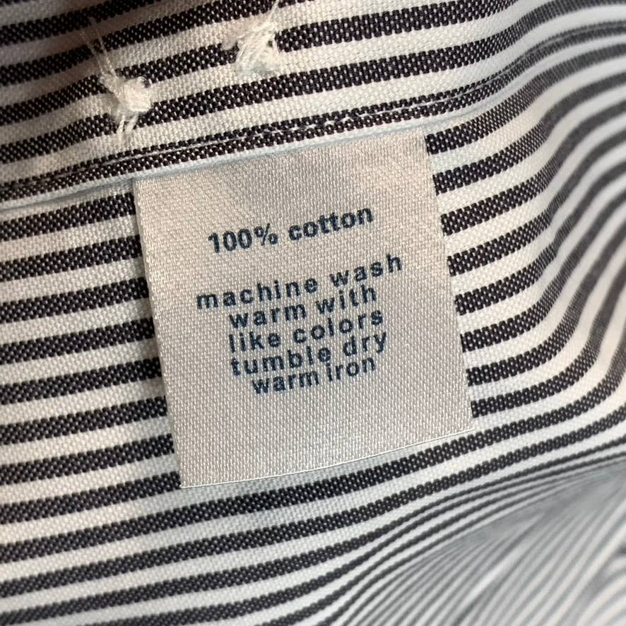 PAUL FREDRICK Men's Blue Pinstripe Button-Up Long-Sleeve Dress Shirt SZ 15.5-32