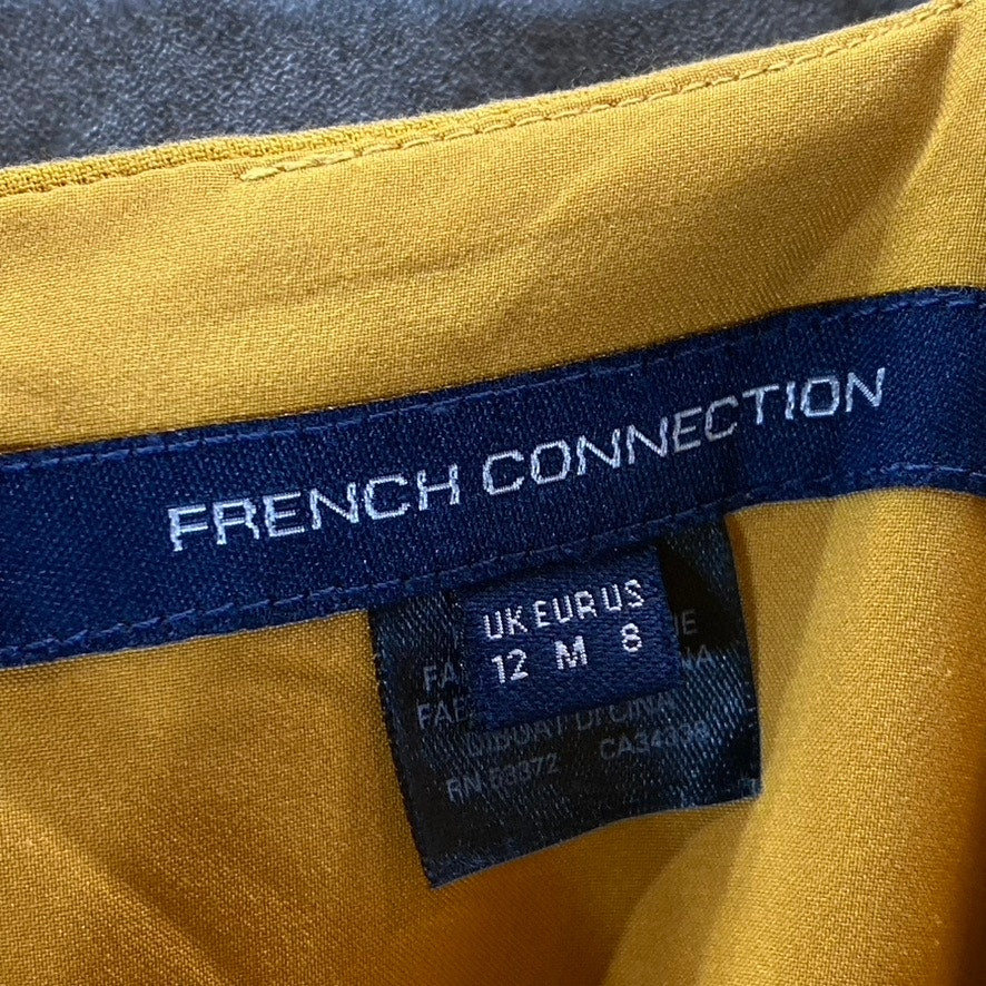 FRENCH CONNECTION Women's Beeswax Orange Summer Whisper V-Neck Sheath Dress SZ 8