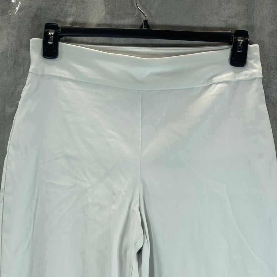 JM COLLECTION Women's Bright White Tummy-Control Crochet-Hem Capri Pants SZ M