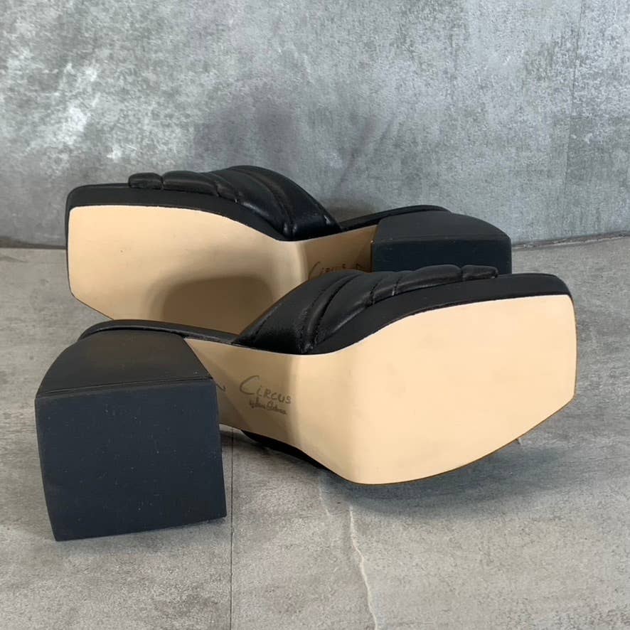 CIRCUS By Sam Edelman Women's Black Marlie Square-Toe Sculpted-Heel Sandals SZ 7