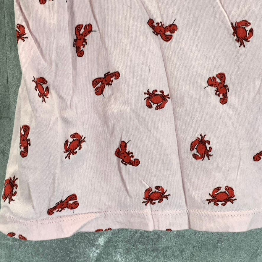 J.CREW Women's Pink Crab Printed Crewneck Short Sleeve Pajama Top SZ M