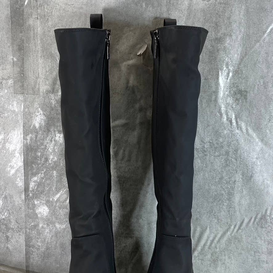 AQUA COLLEGE Women's Black Paz Faux-Leather Waterproof Riding Boots SZ 8