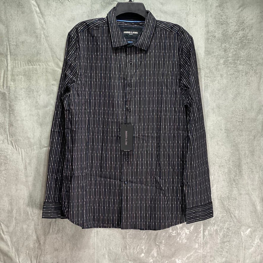 JARED LANG Black Stripe Print Long Sleeve Button-Up Sport Shirt SZ XL