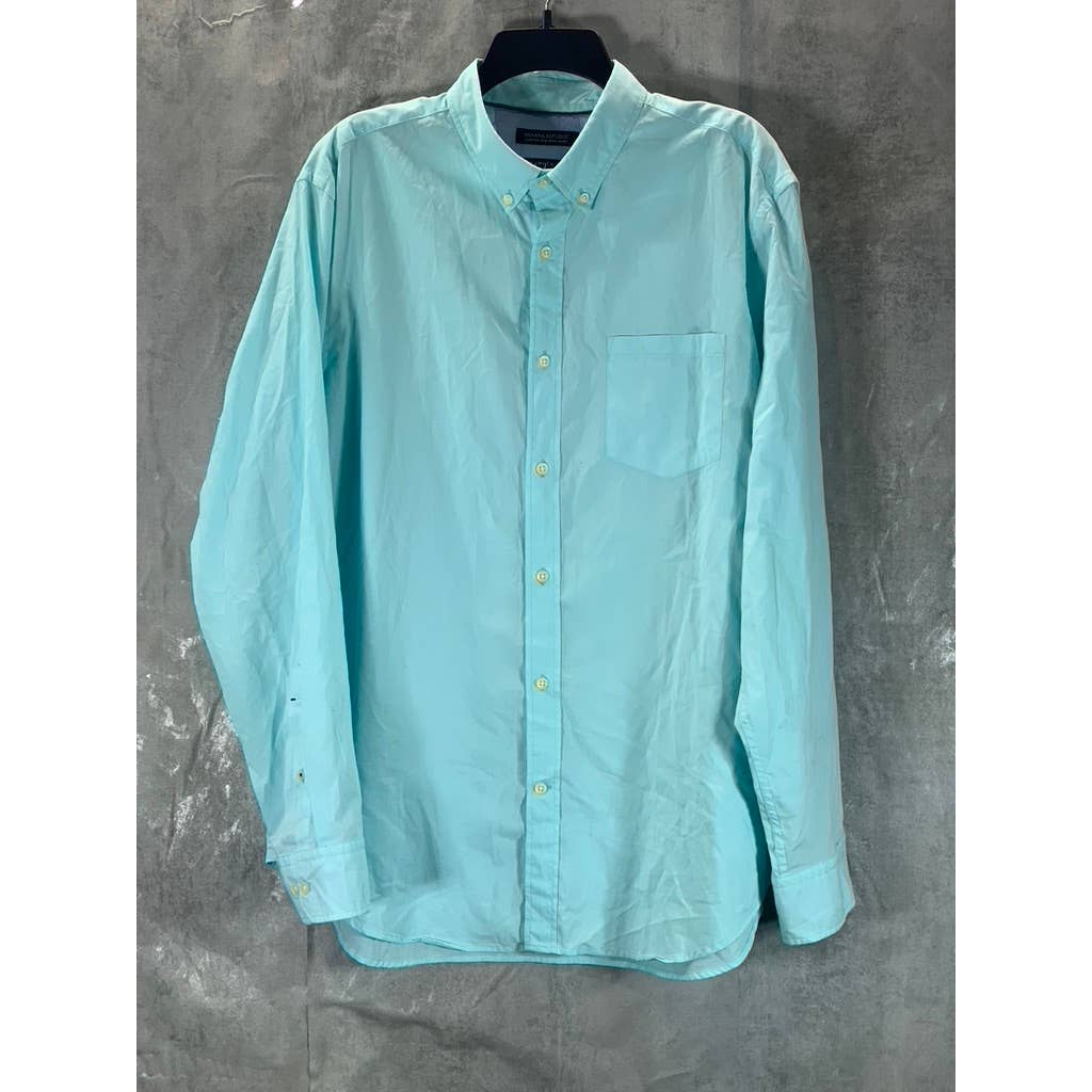 BANANA REPUBLIC Men's Light Blue Candem-Fit Custom 078 Wash Button-Up Shirt SZXL
