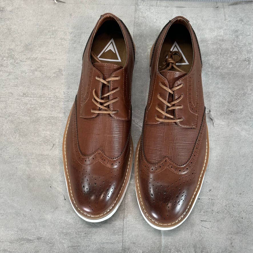 VANCE CO. Men's Brown Faux-Leather Warrick Memory Foam Wingtip Oxfords SZ 11