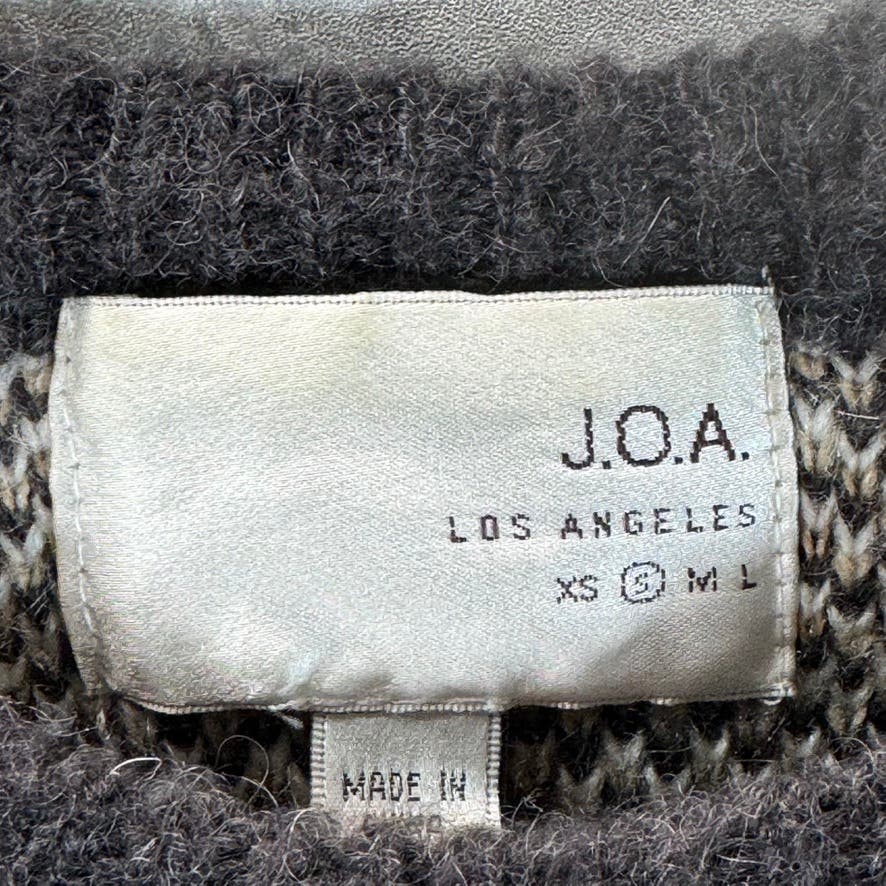 J.O.A Women's Tan Checkered Crewneck Mohair Wool Pullover Sweater SZ S