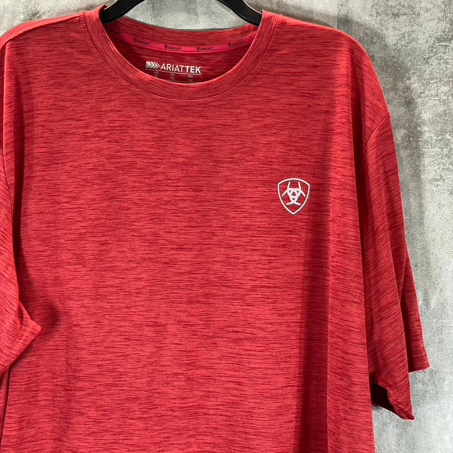 ARIAT TEK Men's Red Charger Vertical Flag Short-Sleeve Crewneck T-Shirt SZ XL