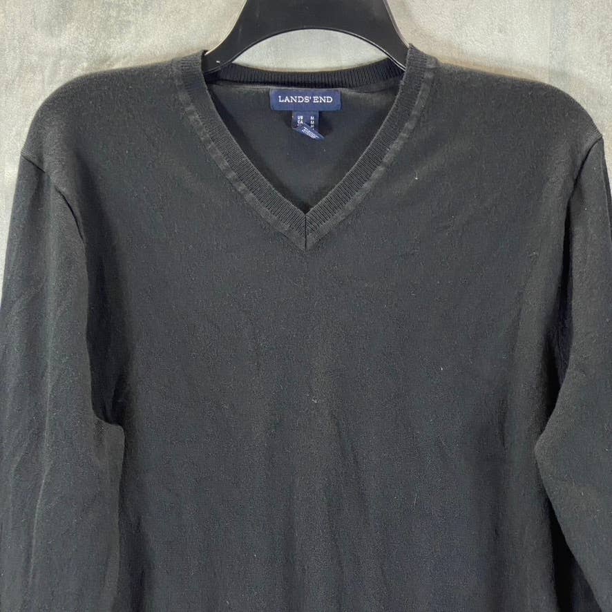 LANDS' END Men's Black V-Neck Pullover Sweater SZ M