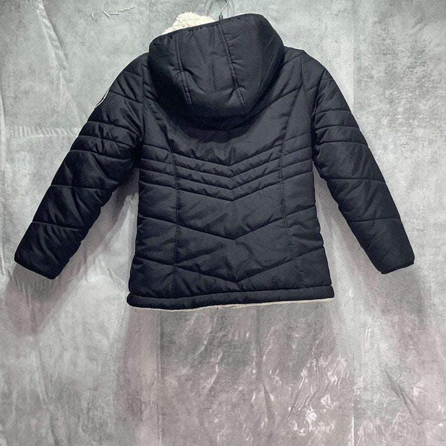 FREE COUNTRY Kid's Sloid Black Hooded Quilted Full-Zip Puffer Jacket SZ S(7-8)