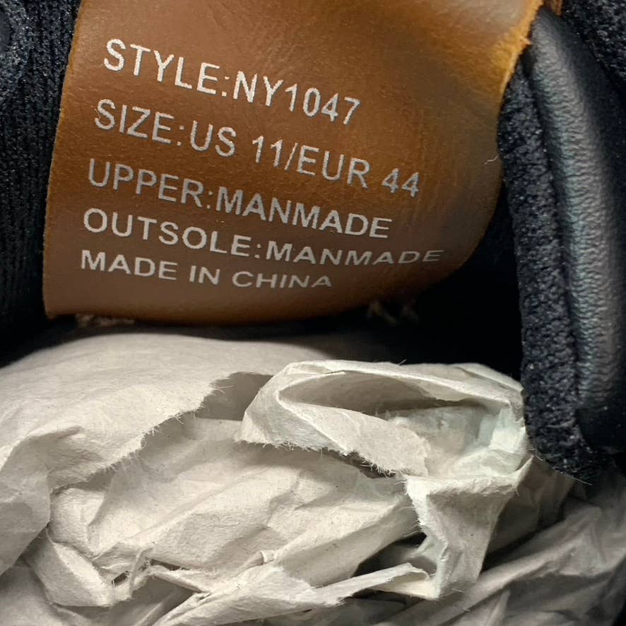 NEW YORK & COMPANY Men's Black Faux-Leather Cooper Low-Top Sneakers SZ 11