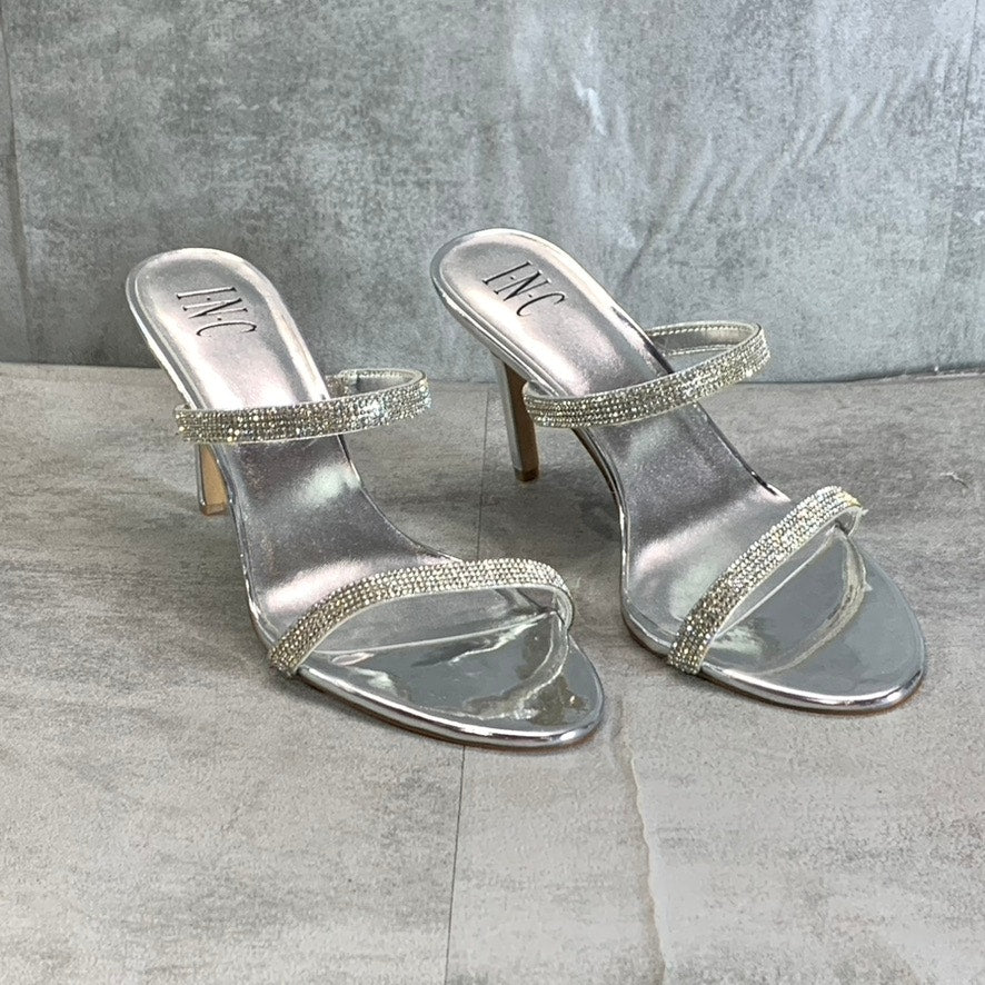 INC INTERNATIONAL CONCEPTS Women's Silver Rhinestone Embellished Lucena Dress Sandals SZ 10