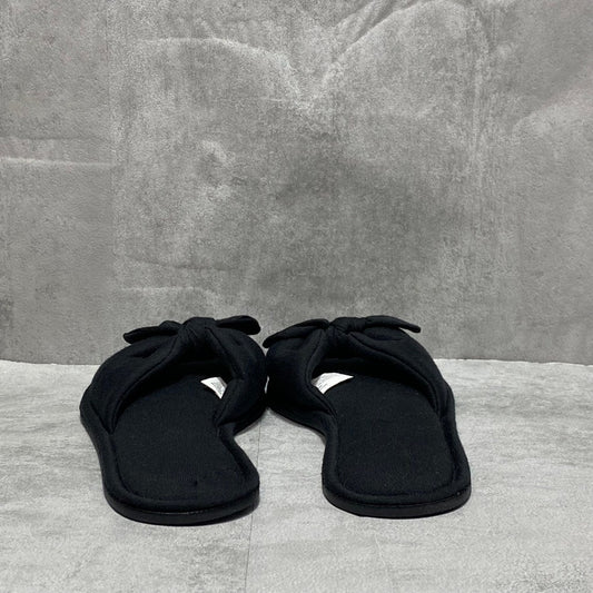 CHARTER CLUB Black Open-Toe Knot Bow Slippers SZ L(9-10)