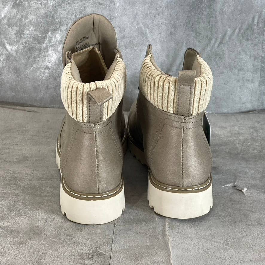 CLIFFS By White Mountain Women's Ice/Fabric Connie Lace-Up Ankle Boots SZ 6