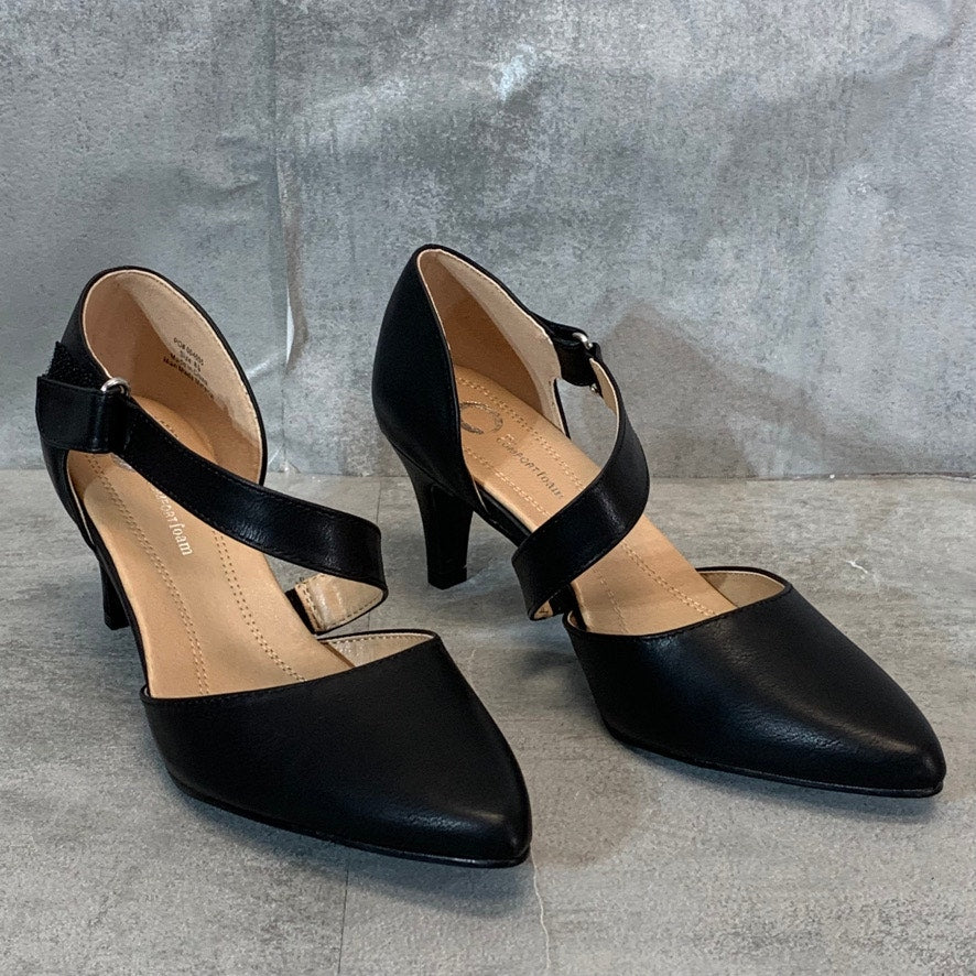 JOURNEE COLLECTION Black Faux Leather Tillis Pointed-Toe Strap Pumps SZ 8.5