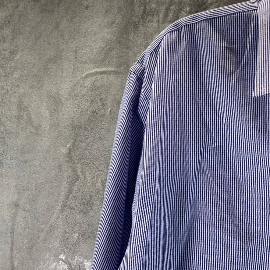 NORDSTROM MEN'S SHOP Men's Blue Pinstripe Trim-Fit Dress Shirt SZ 17 32/33