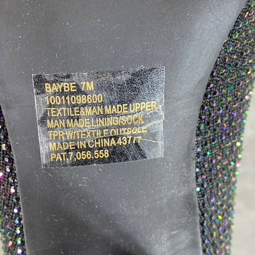 WILD PAIR Women's Black Rhinestone Embellished Baybe Pointed-Toe Booties SZ 7