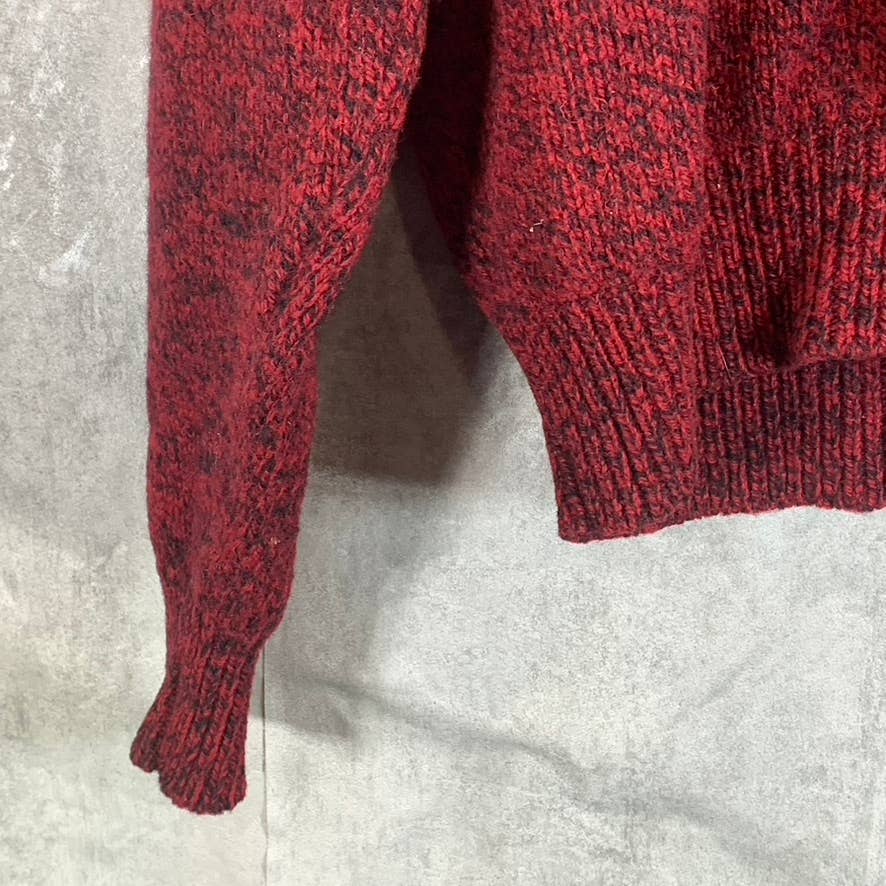 LANDS' END Men's Tall Vintage Red Marble Wool Blend Crewneck Sweater SZ L/T