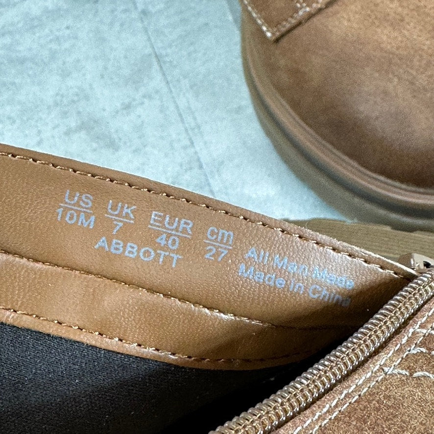 NATURALZIER Women's Tan Abbott Round-Toe Side-Zip Stacked Block-Heel Boots SZ 10