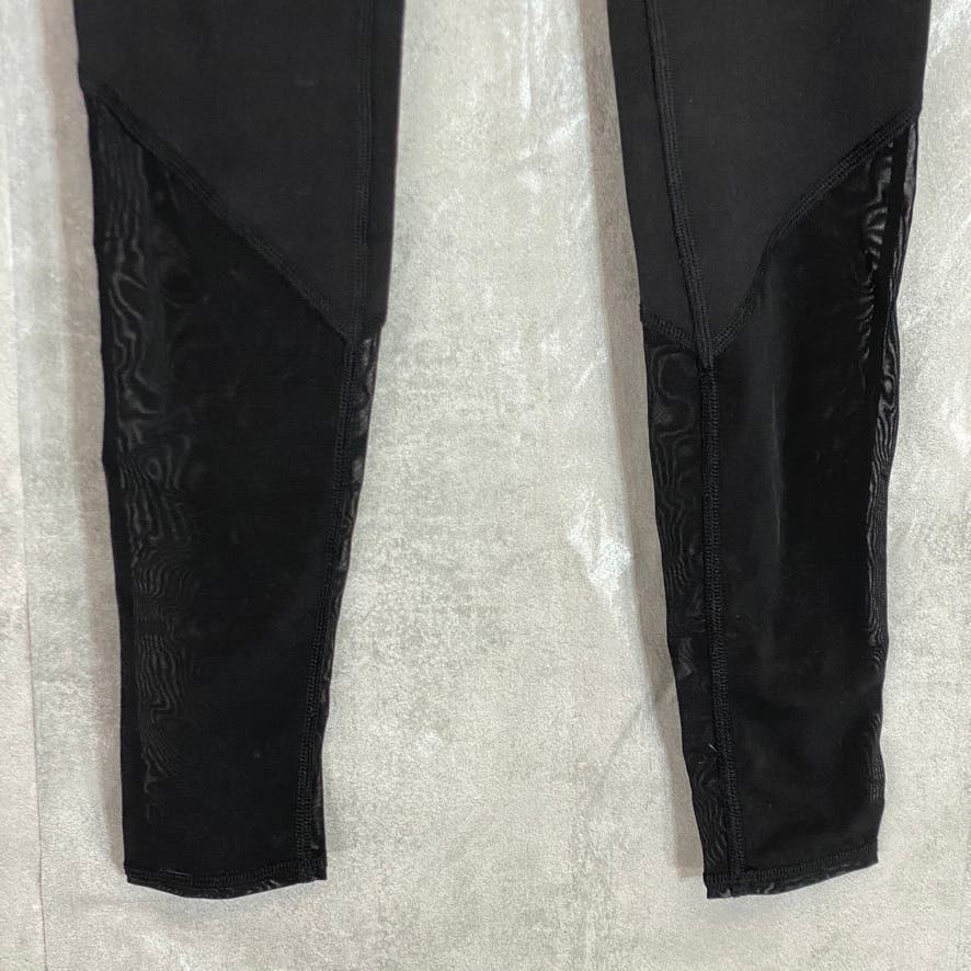 ALO Black/Glossy/Mesh Yoga Sheila Colorblock Seam Pocket Stretch Leggings SZ 2XS