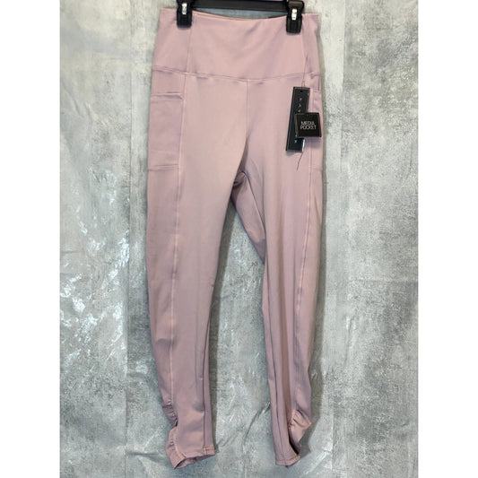 KAY UNGER Women's Mauve Ruched Cuff High-Waist Media Pocket Pull-On Athletic Legging SZ M