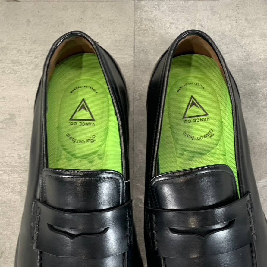 VANCE CO. Men's Wide Width Black Faux Leather Keith Slip-On Penny Loafers SZ 12W