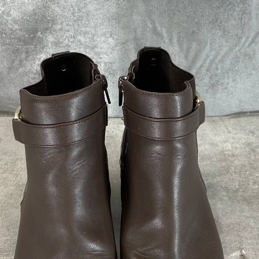 KAREN SCOTT Women's Dark Brown Nadine Almond-Toe Side-Zip Ankle Boots SZ 7