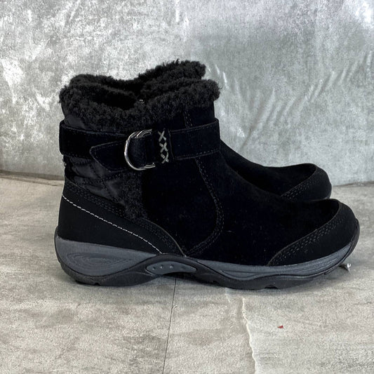 EASY SPIRIT Women's Black Faux-Fur Seelk Round-Toe Side-Zip Ankle Boots SZ 5.5