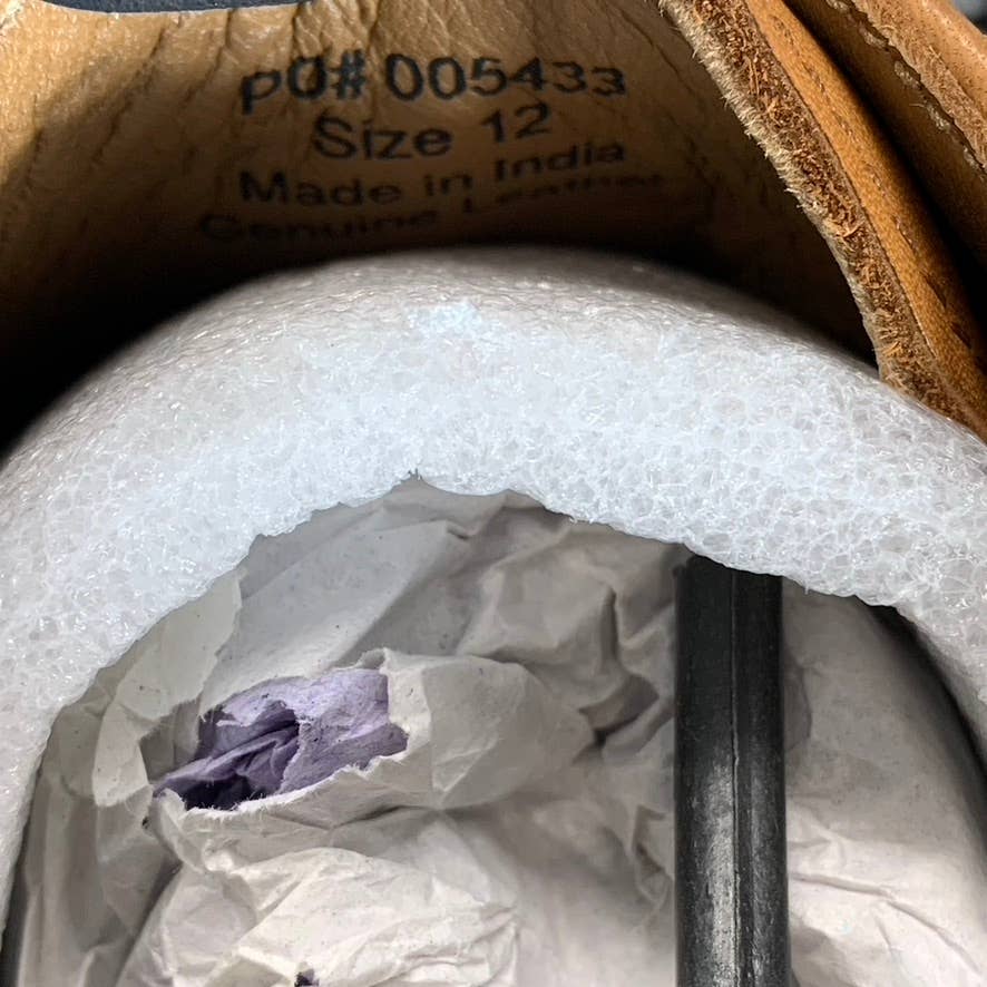 THOMAS & VINE Men's Cognac Clayton Plain-Toe Brogue Derby Shoes SZ 12